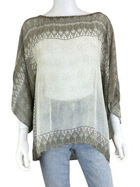 CALYPSO St. Barth 100% Silk White Blouse Size S